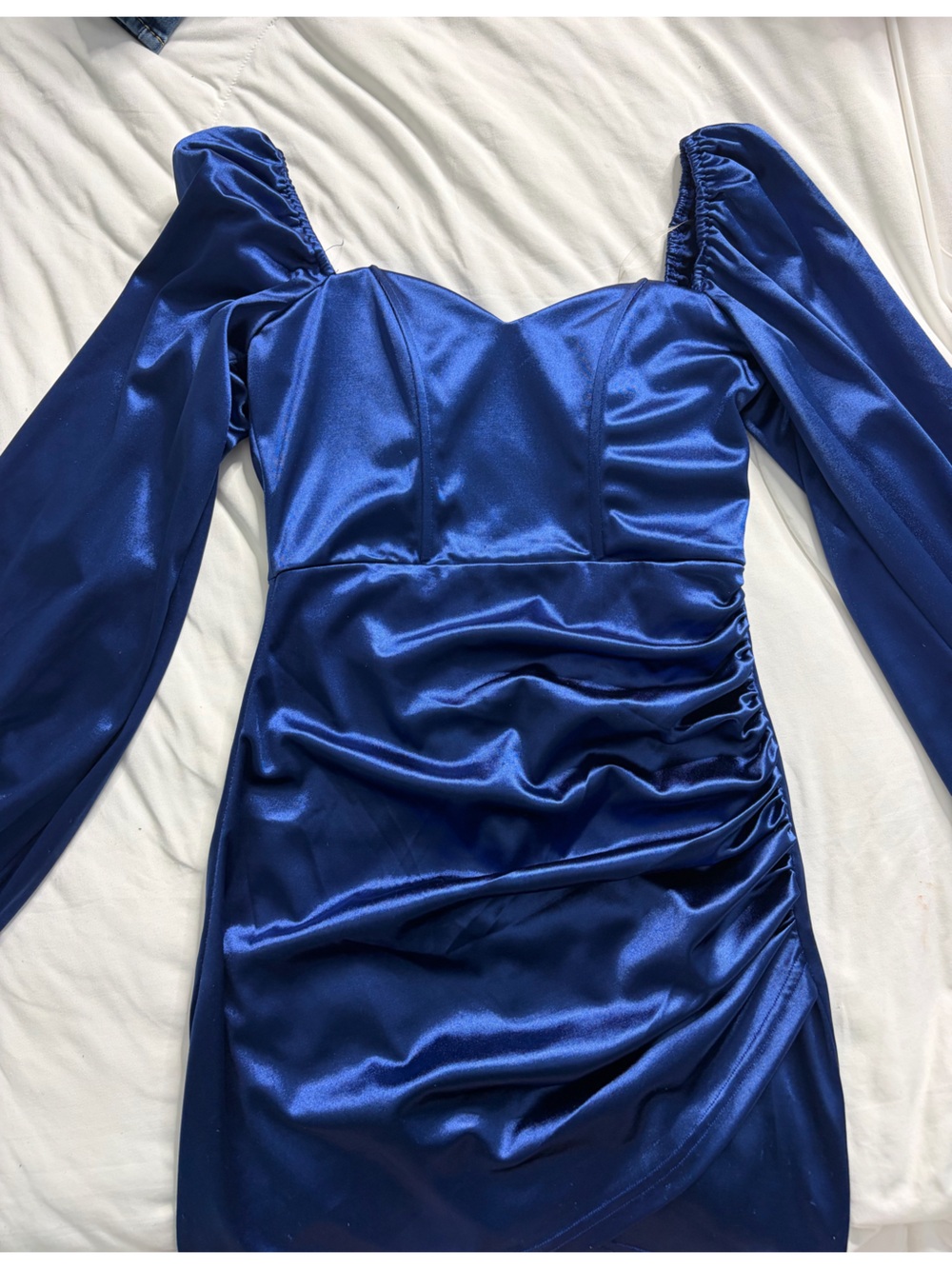 Windsor Royal Blue Satin Ruched Mini Dress